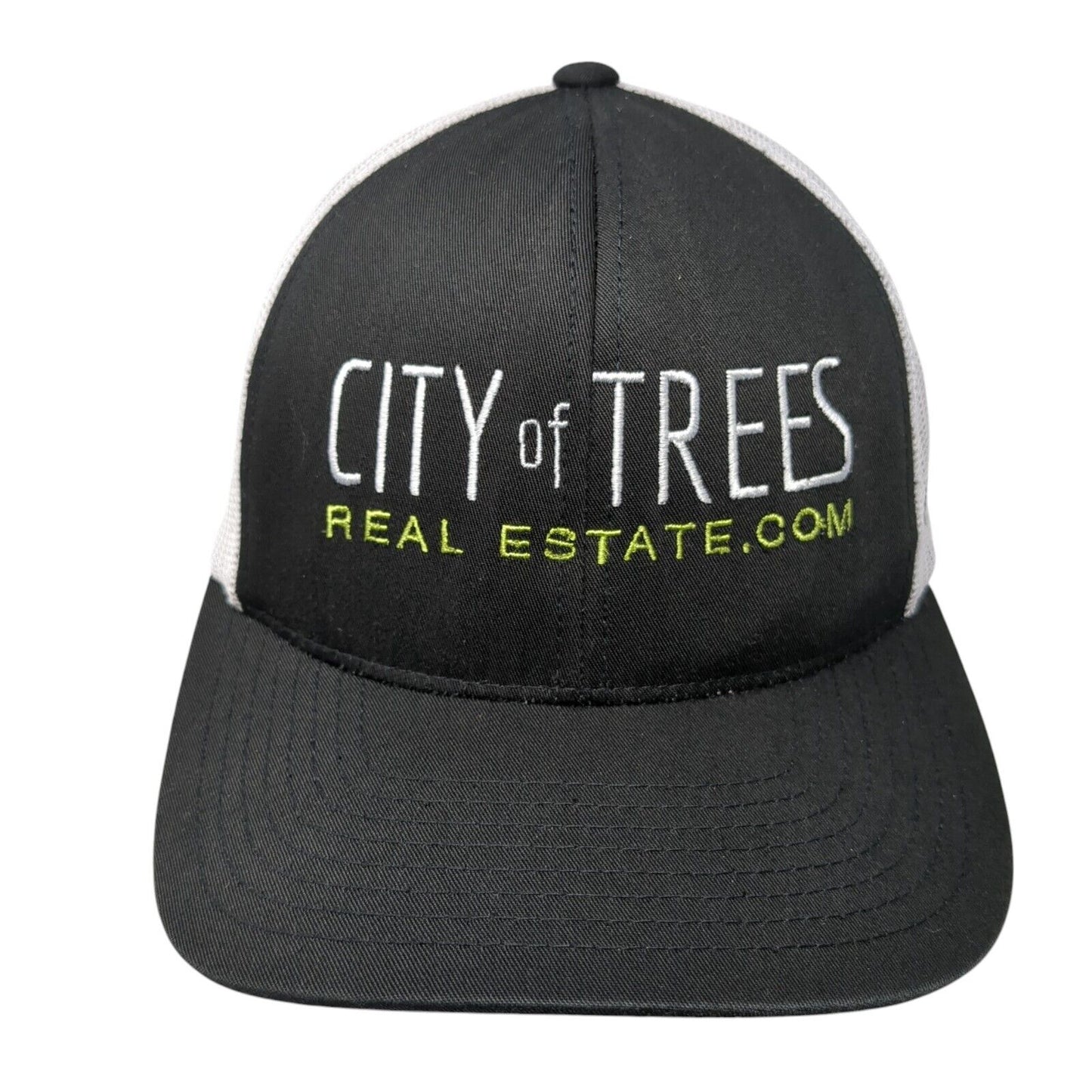 City of Trees Real Estate Snapback Trucker Hat Black One Size Mesh Back