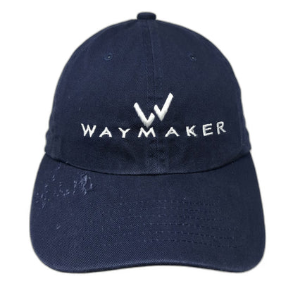 Waymaker Embroidered Logo Baseball Cap Blue OS Cotton Curved Brim Slideback Hat