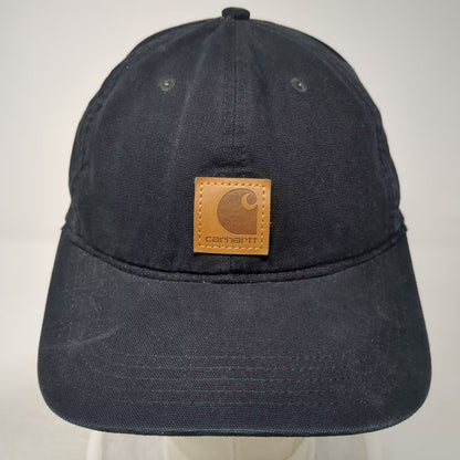 Carhartt Black Baseball Cap One Size Adjustable Logo Patch Canvas Workwear Hat