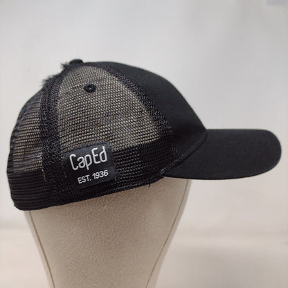 CapEd Fitted Mesh Back Trucker Hat Black L/XL Embroidered Solid