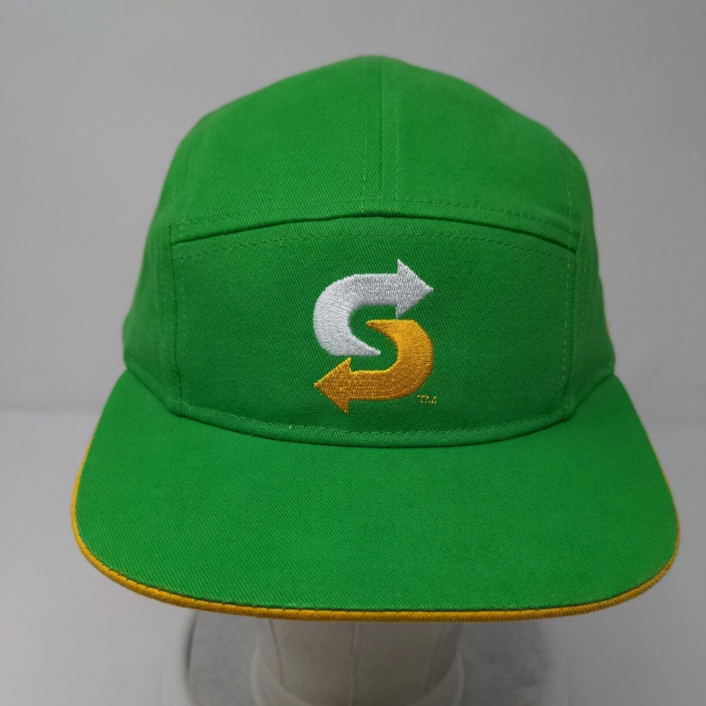 Subway Snapback 5 Panel Cap Green One Size Adjustable Embroidered Cotton