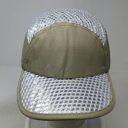 Baseball Cap Beige Silver Mesh OSFM Strapback Breathable Athletic Running Hat