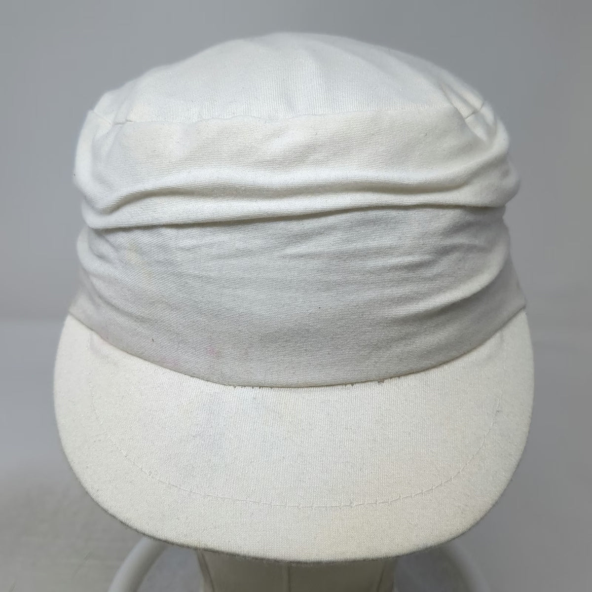 Payless ShoeSource Army Cap White One Size Cotton Ruched Crown Elastic Back Hat