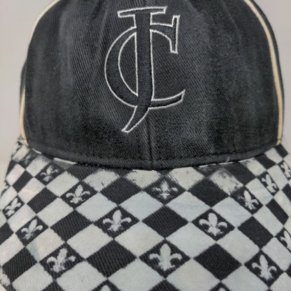 Jacques Cardin Cognac Fitted Hat Black OSFA Adjustable Embroidered Fleur-de-lis