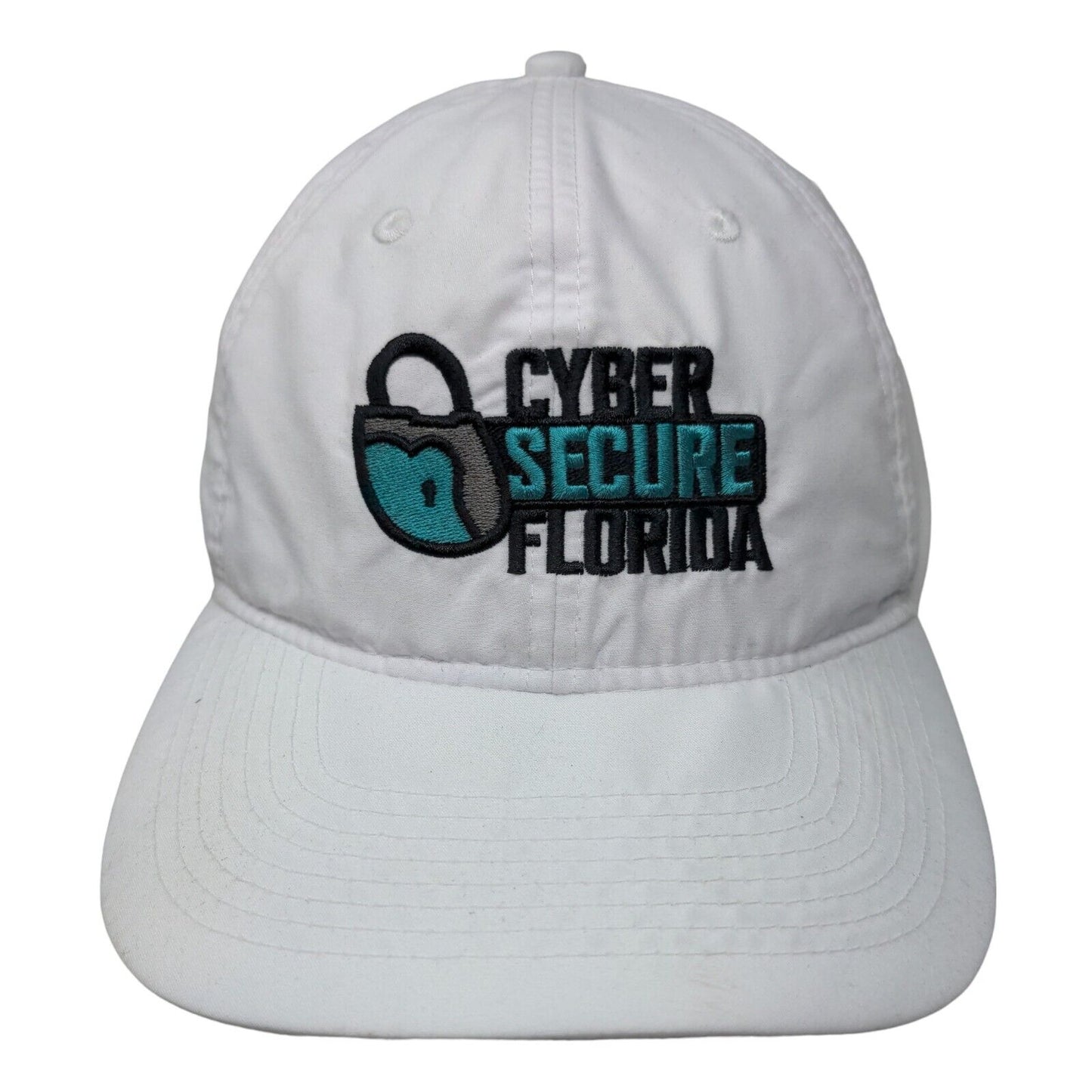 Cyber Secure Florida Strapback Hat White One Size Embroidered Trimark