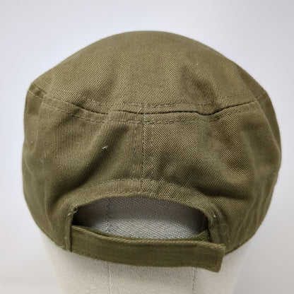 Pugs Army Cap Green One Size Studded Rhinestones Strapback Adjustable Cotton Hat