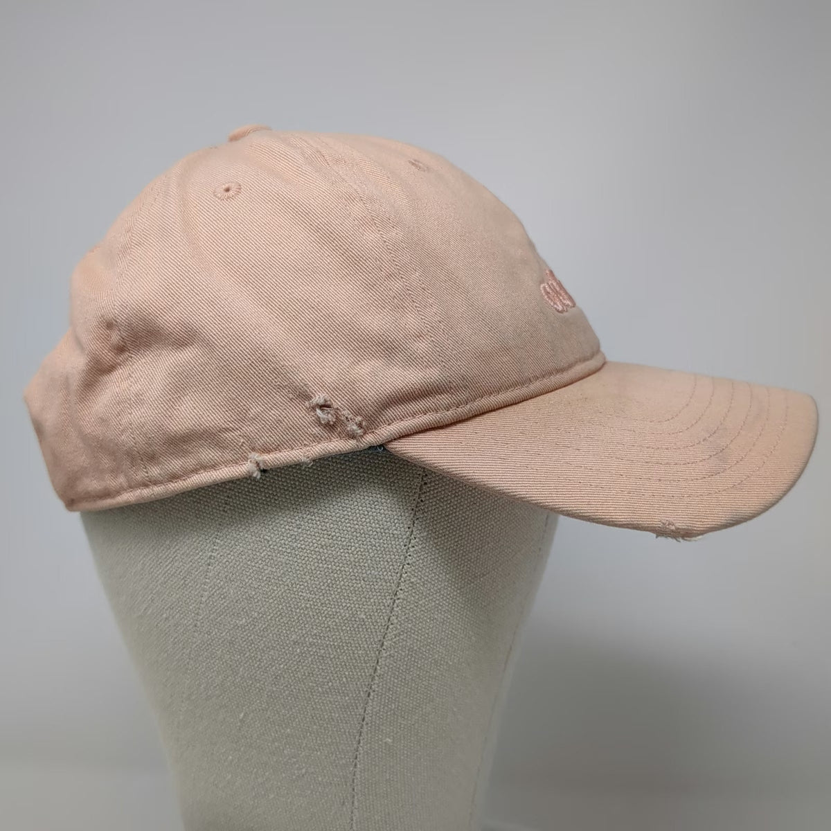 Adidas Baseball Cap Pink One Size Strapback Distressed Embroidered Logo Hat
