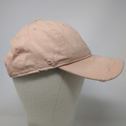 Adidas Baseball Cap Pink One Size Strapback Distressed Embroidered Logo Hat