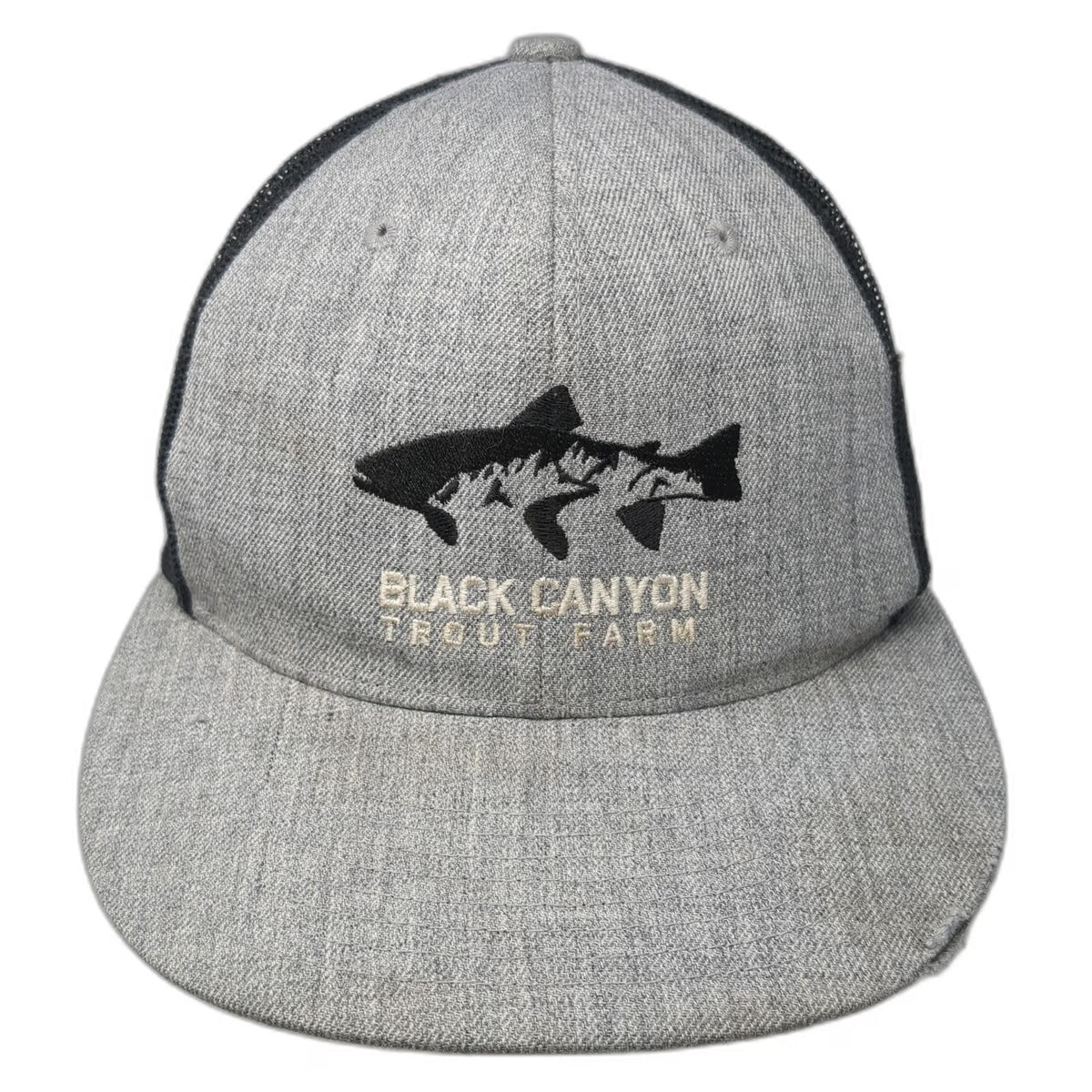 Richardson Trucker Hat Gray L Mesh Snapback Black Canyon Trout Farm Fishing Fish