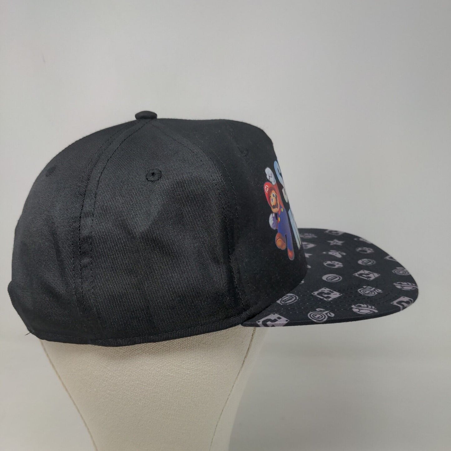 Super Mario Boy's Snapback Hat Black OSFM Graphic Logo 2022 Adjustable