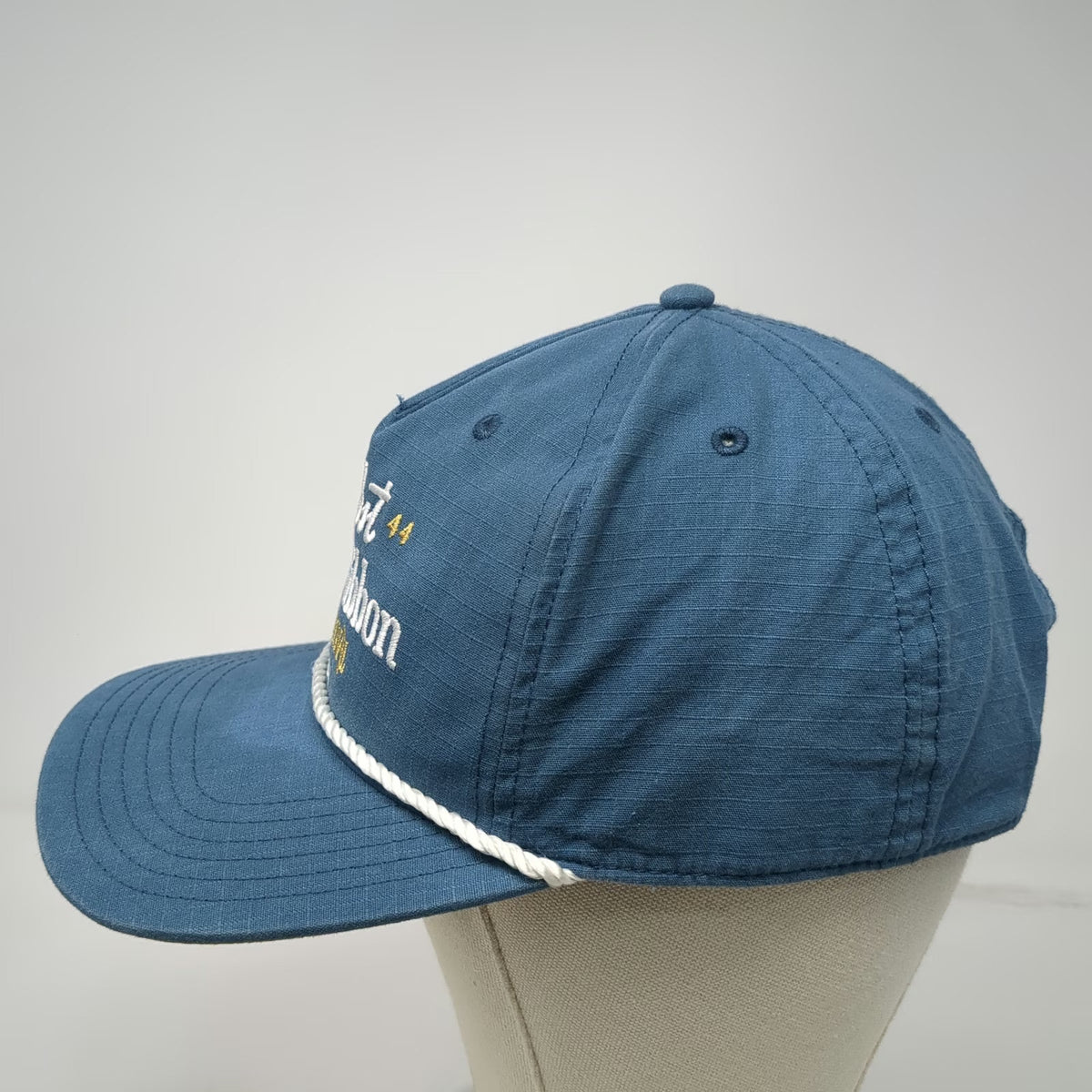 Pabst Blue Ribbon 5 Panel Hat One Size Snapback Rope White Beer Logo Gold Brim
