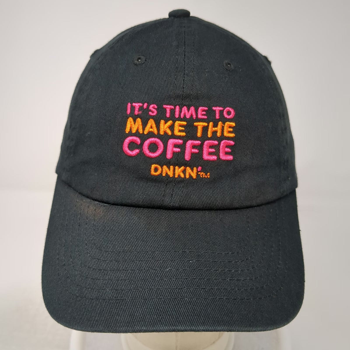 Dunkin DNKN Coffee DD Perks Black Baseball Cap Hat One Size Strapback Embroidery
