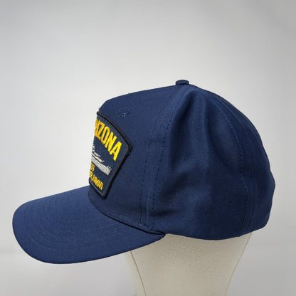 USS Arizona BB-39 Pearl Harbor Hawaii Snapback Hat Blue One Size 6 Panel