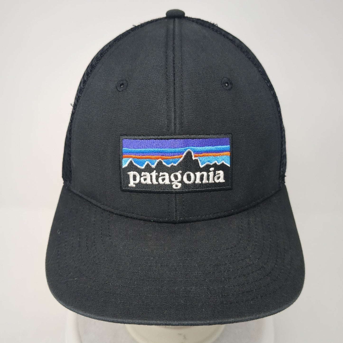 Patagonia Snapback Trucker Hat Black One Size Mesh Back Embroidered