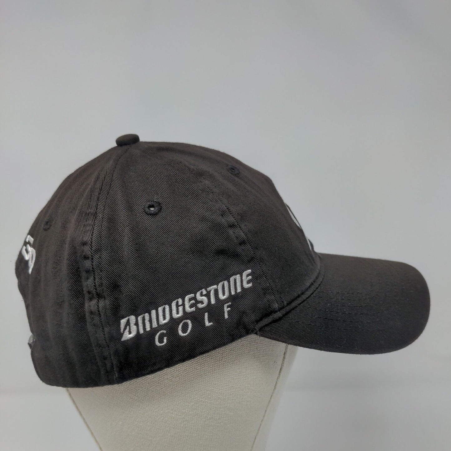 Bridgestone Golf Slideback Hat Black OSFA Adjustable Embroidered Cotton