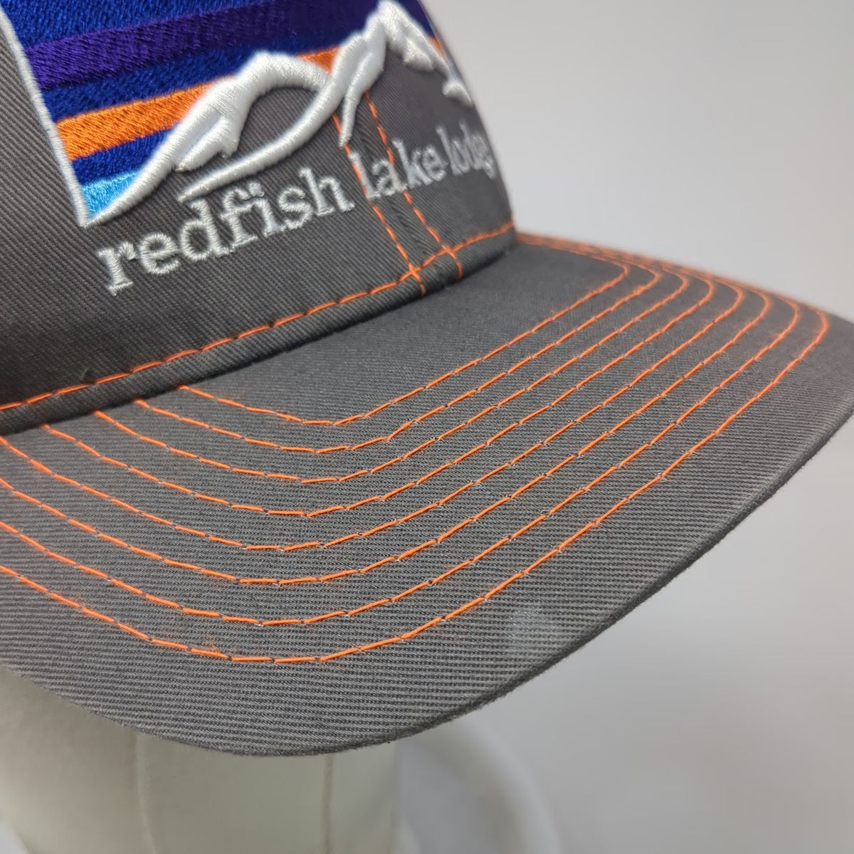Outdoor Cap Baseball Cap Gray Orange One Size Redfish Lake Lodge Idaho Mesh Hat