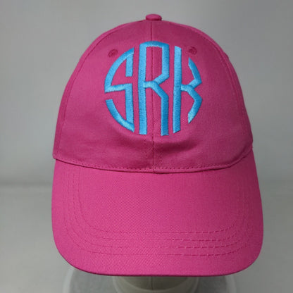 Monogram Strapback Hat Pink One Size Adjustable Embroidered Vented Holes 6 Panel