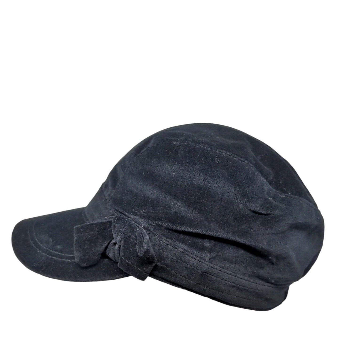 Unbranded Fitted Cadet Army Cap Hat Black One Size Velour Solid Bow