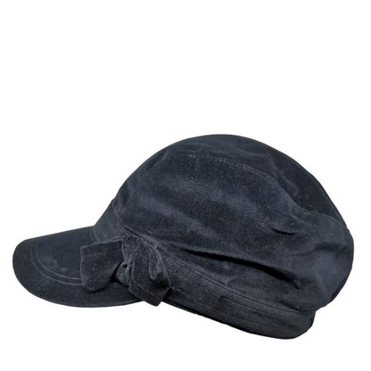 Unbranded Fitted Cadet Army Cap Hat Black One Size Velour Solid Bow