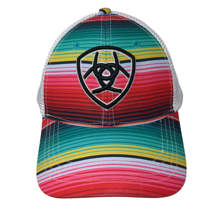Ariat Logo Snapback Mesh Back Trucker Hat Multicolor One Size Striped