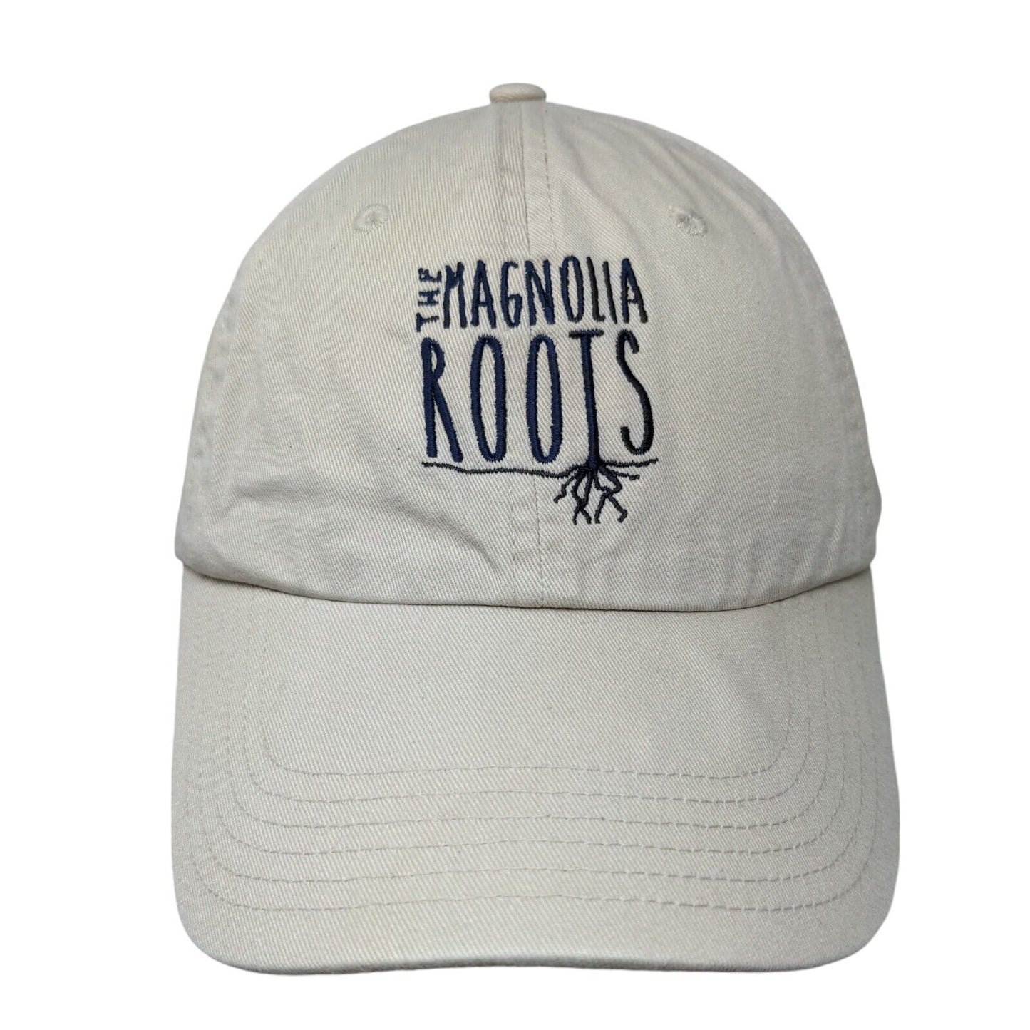 The Magnolia Roots Slideback Hat Tan One Size Embroidered 6 Panel Big X