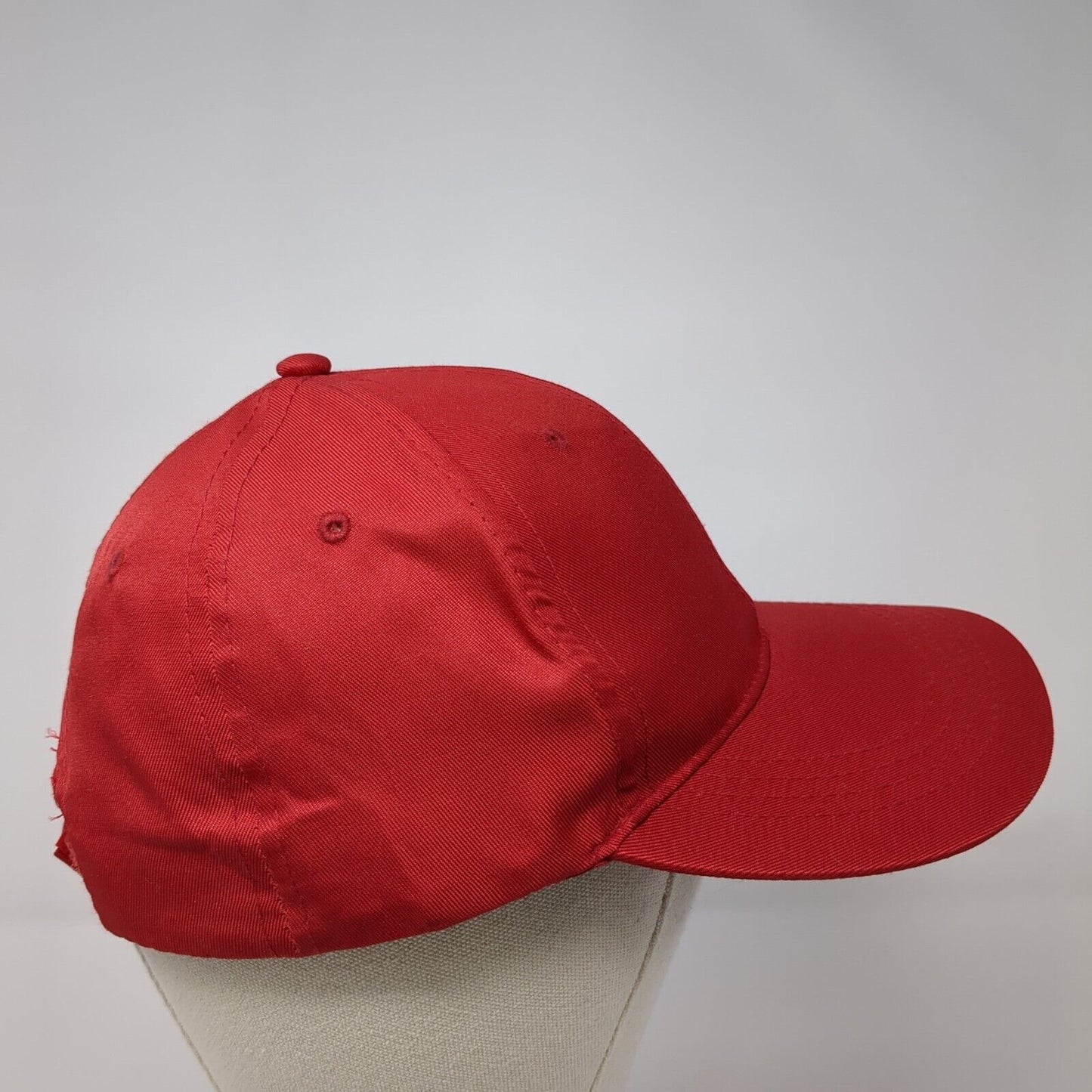 Unbranded Strapback Hat Red One Size Adjustable Vented Holes 6 Panel Blank