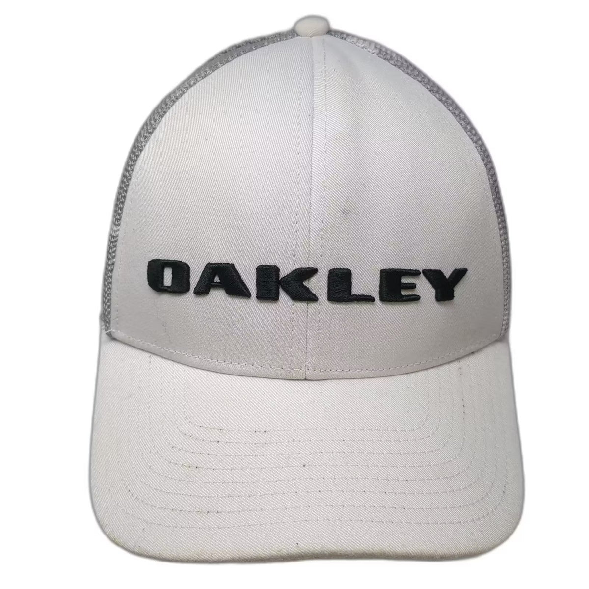 Oakley White Gray Trucker Hat One Size Snapback Mesh Gamble Sands Adjustable