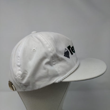 Terra Slideback Rope Hat White OSFA Adjustable Leather Strap Solid