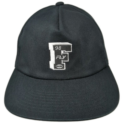 Fly Racing Snapback Black Hat One Size 5 Panel Embroidered Logo 98 Flat Brim