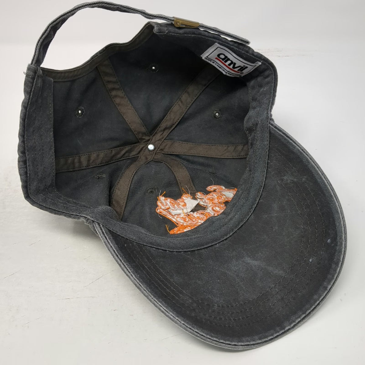 Anvil Baseball Cap Gray One Size Hunt's Oyster Bar Eat em Raw Slideback Hat