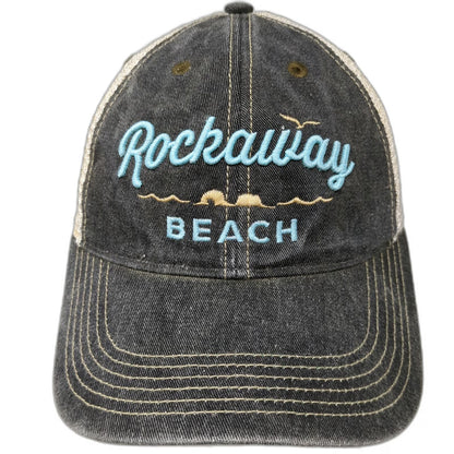 Legacy Trucker Hat Gray One Size Rockaway Beach Snapback Mesh Back Embroidered