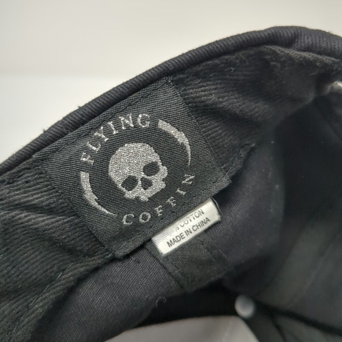Flying Coffin 5 Panel Black One Size Snapback Embroidered Skull Graphic Hat