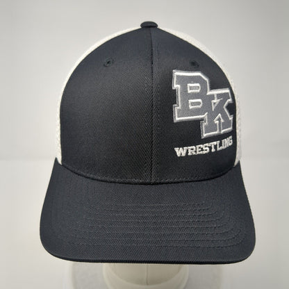 BK Wrestling Fitted Mesh Back Hat Black L-XL Flexfit Yupoong Embroidered