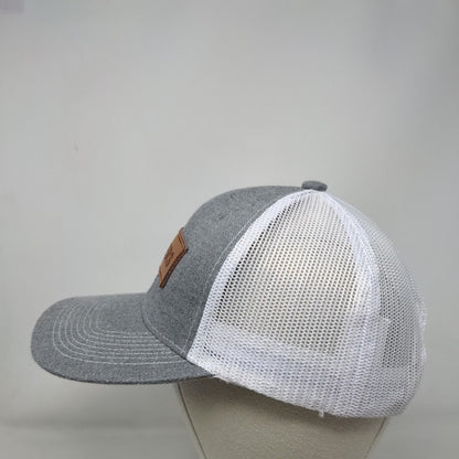 Leapers Snapback Trucker Hat Gray One Size Leather Patch Mesh Back
