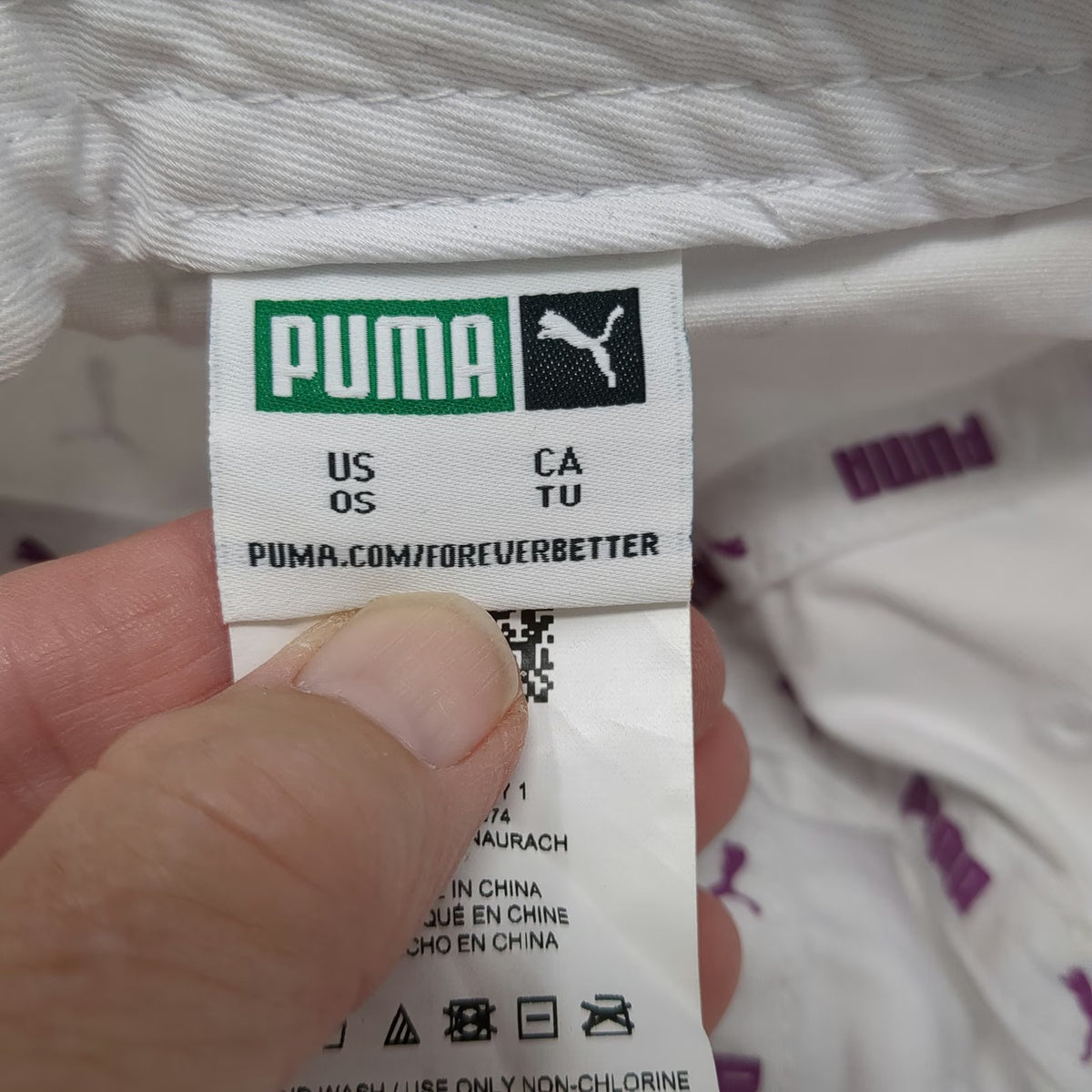 Puma Baseball Cap White One Size Iridescent Rainbow Mini Logo Print Hat Buckle