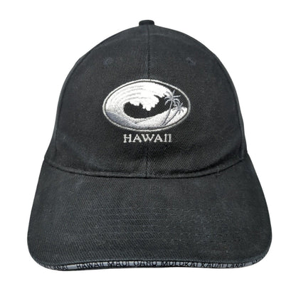 Hawaii Wave Palm Trees Strapback Hat Black One Size Adjustable 6 Panel