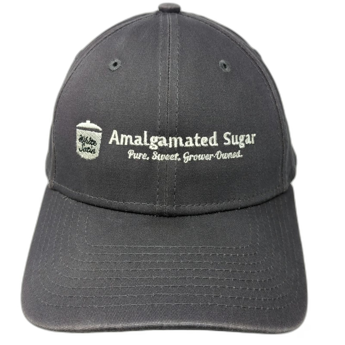 New Era Baseball Cap Gray M Amalgamated Sugar White Satin Stretch Fit Hat