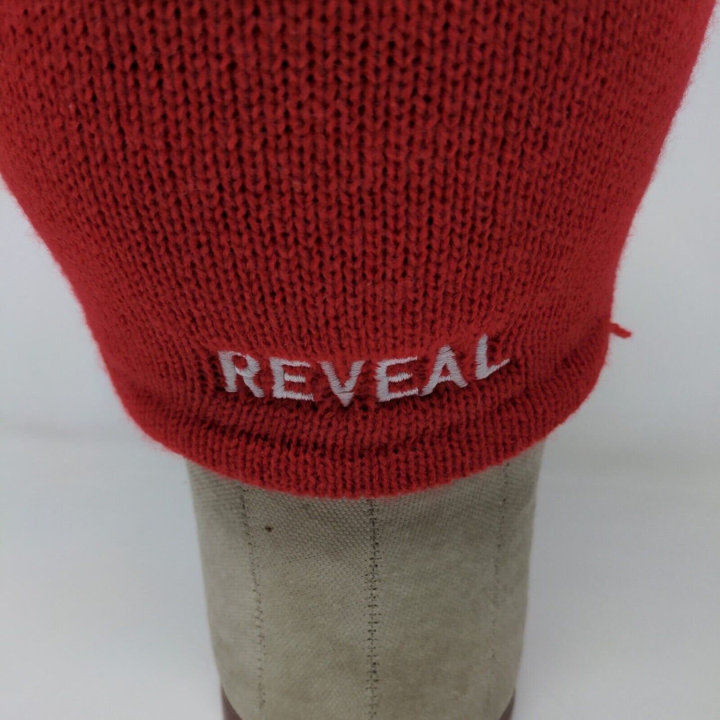 CLIF Bar Men's Knit Beanie Hat Red Embroidered Logo 100% Acrylic
