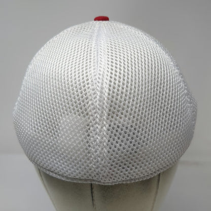 New Era Baseball Cap Red White XL Ridgeline Financial Mesh Hat Mountain Stretch