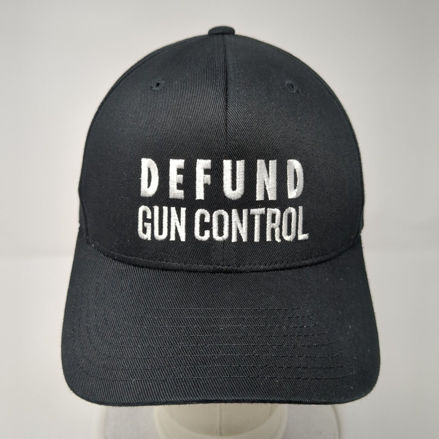Defund Gun Control Fitted Hat Black L-XL Embroidered Flexfit Yupoong