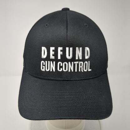 Defund Gun Control Fitted Hat Black L-XL Embroidered Flexfit Yupoong