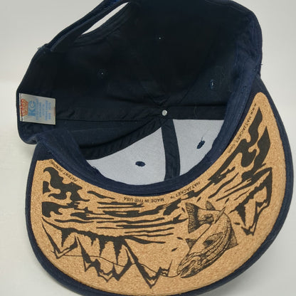 KC HatJacket Baseball Cap Blue One Size Cork Underbrim Trout Fish Mountain Hat