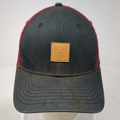 Belong Designs Trucker Hat Black Purple One Size Leather Patch Mesh Snapback