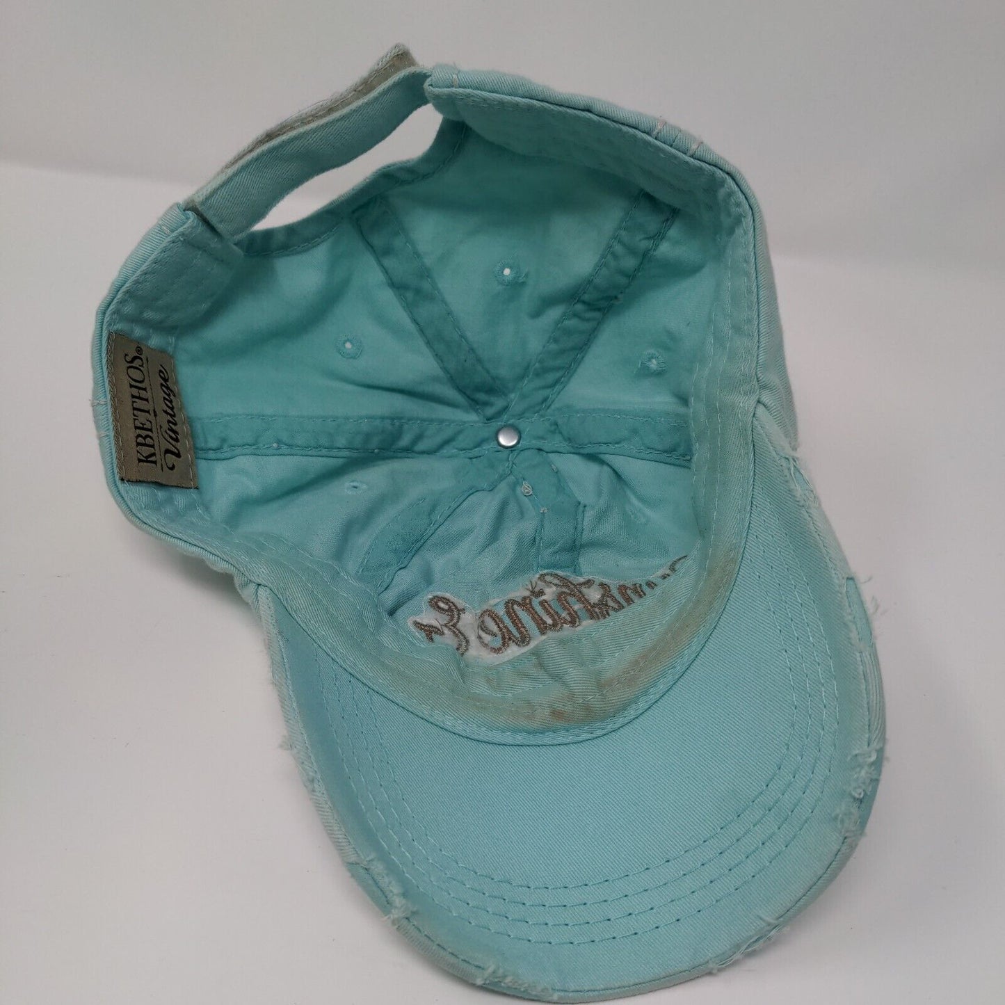 Sunshine & Whiskey Strapback Hat Blue OSFA Adjustable Distressed KBETHOS Vintage