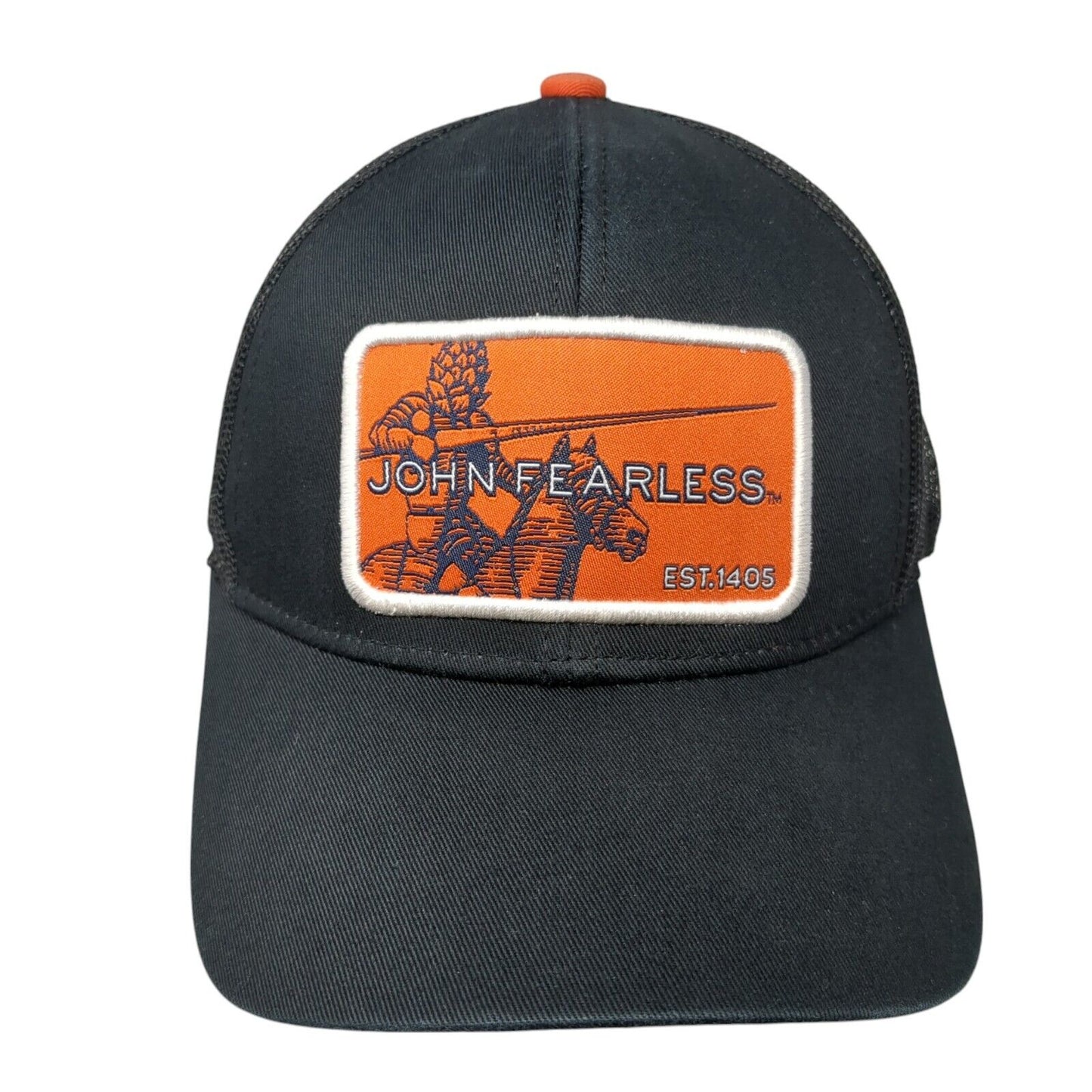 John Fearless Est. 1405 Strapback Trucker Hat Black OS Adjustable Mesh Back