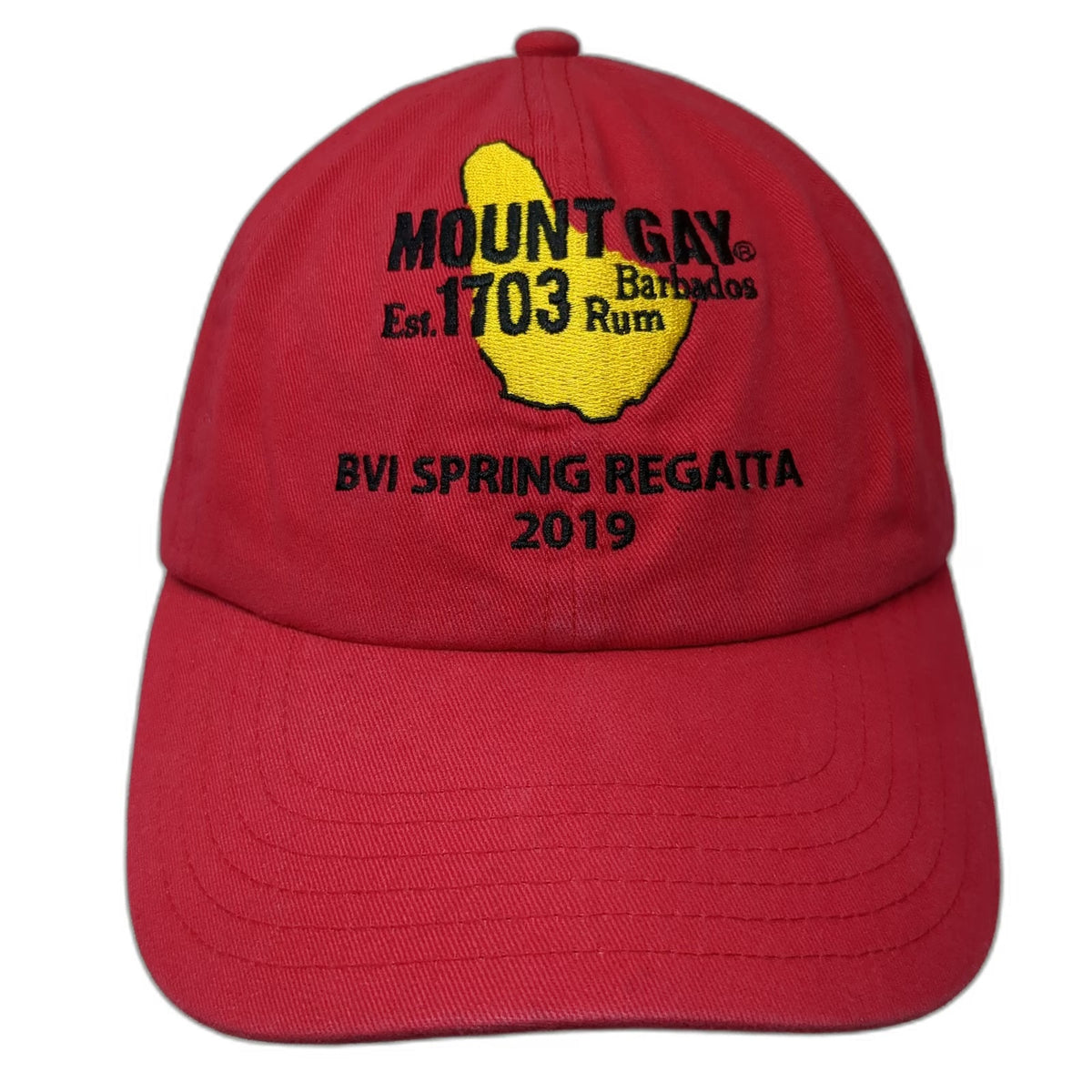 Mount Gay Rum Baseball Cap Red One Size BVI Spring Regatta 2019 Barbados Map Hat