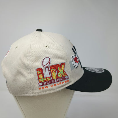 New Era NFL Chiefs Eagles Super Bowl LIX Beige 5 Panel Snapback Hat One Size