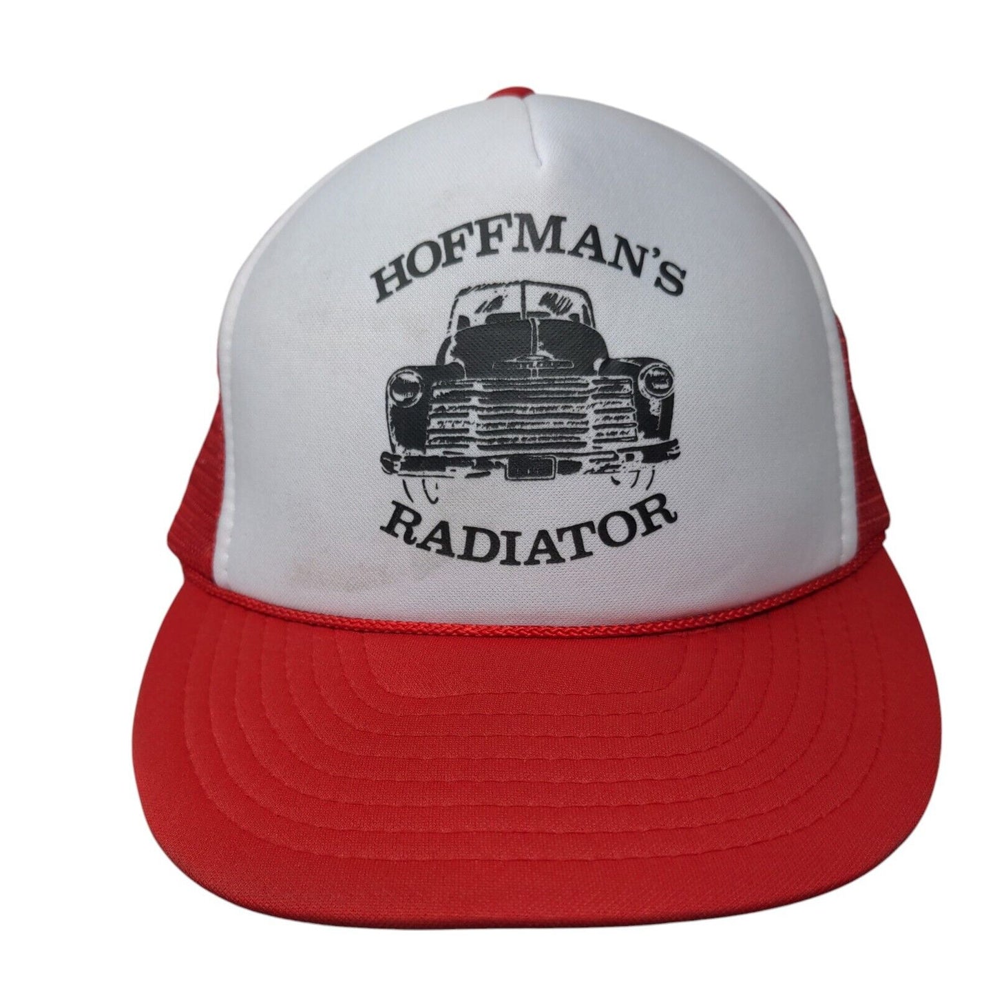 Hoffman's Radiator Snapback Trucker Hat Red OSFA Adjustable Mesh Back Rope Otto