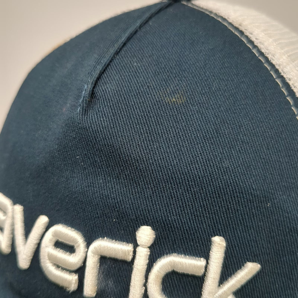 Green Devil Trucker Hat Blue White One Size Maverick Air Bump Cap Mesh Snapback
