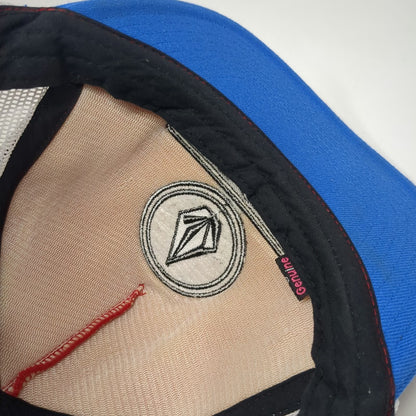 Volcom Trucker Hat Red White Blue One Size Mesh Snapback Logo Patch Skate Surf